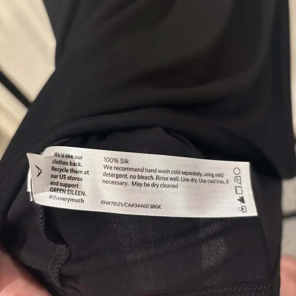 NWT EILEEN FISHER $98 Solid Black Stretch Silk Jersey Tank Top Petite PL/PG - Picture 6 of 6